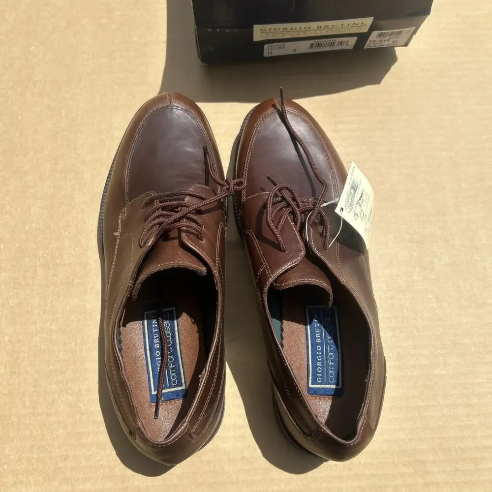 Giorgio Brutini Seahorse 121762 Brown Leather Oxford Shoes Mens 12D NWT As-Is